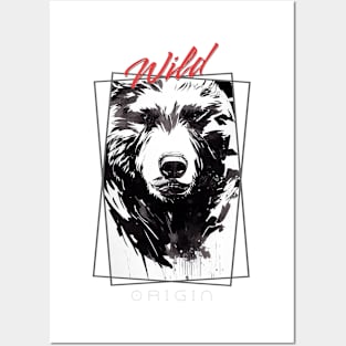 Bear Grizzly Wild Nature Free Spirit Art Brush Painting Posters and Art